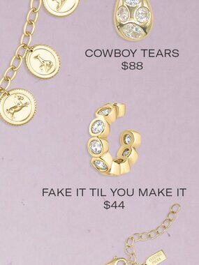 NEW Electric Picks Gold Fake it Til You Make It Cuff Earring Gift RV= $44!